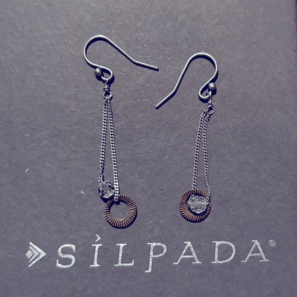 Silpada Silver and Brown Dangle Earrings